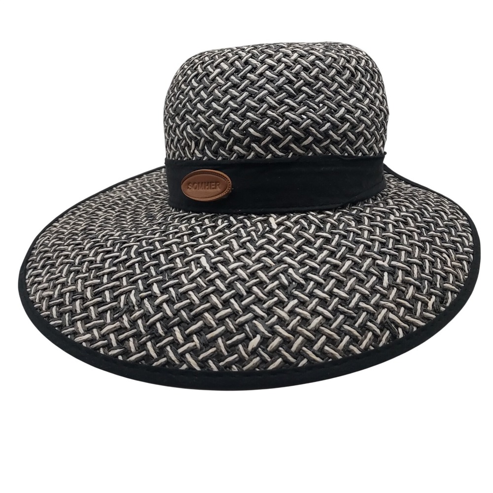 SOMHER  WOVEN SUN‎ HAT Black And White Adjustable Size